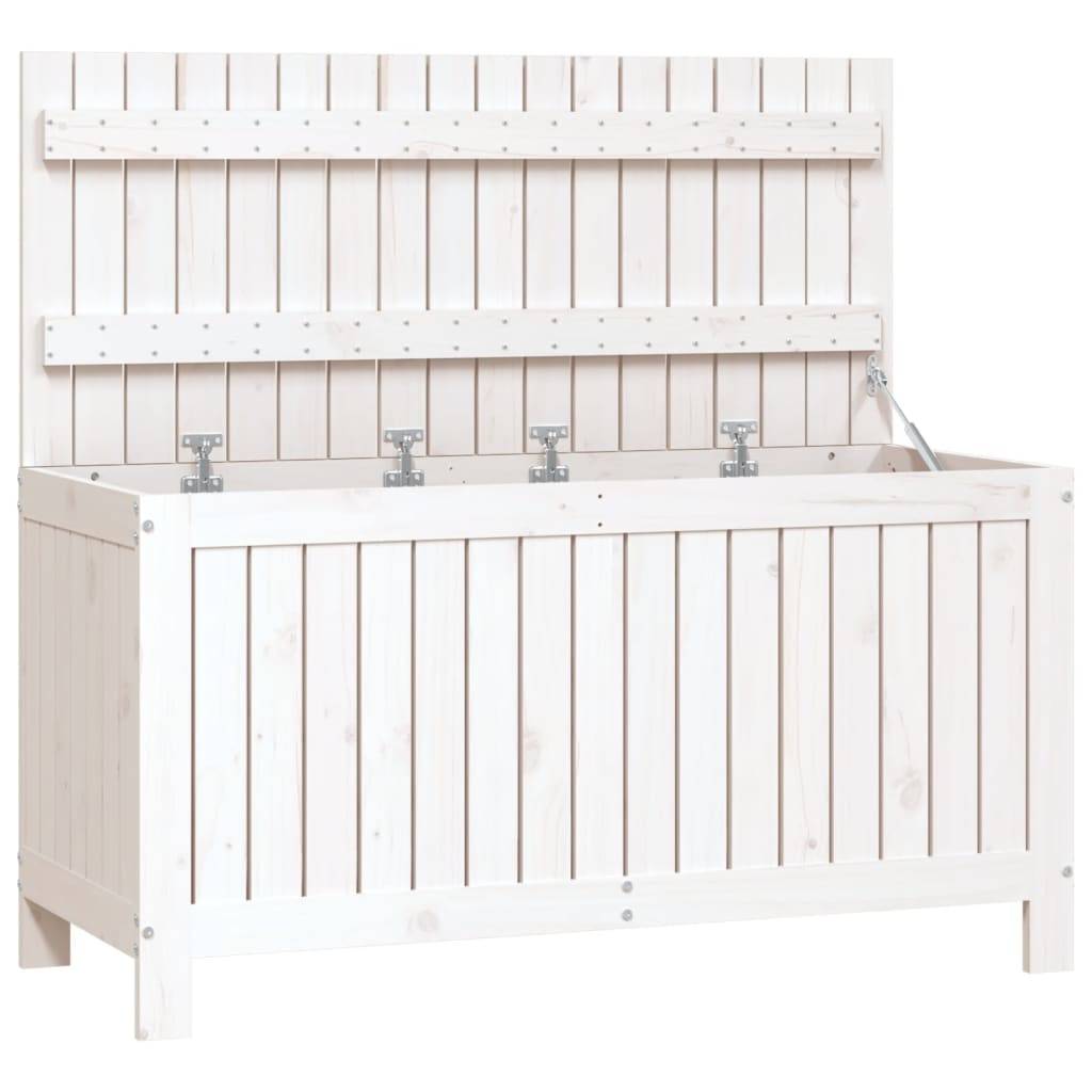 Coffre boîte meuble de jardin rangement 115 x 49 x 60 cm bois de pin blanc - Image 1