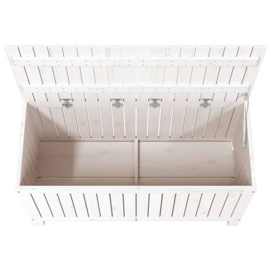 Coffre boîte meuble de jardin rangement 115 x 49 x 60 cm bois de pin blanc - Image 4