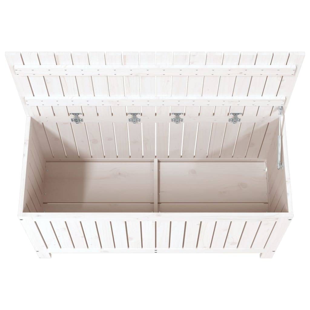 Coffre boîte meuble de jardin rangement 115 x 49 x 60 cm bois de pin blanc - Image 4
