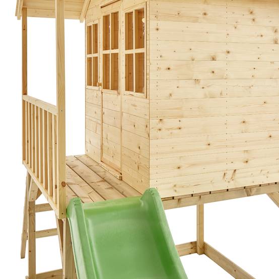 Maisonnette cabane sur pilotis en bois FSC® avec toboggan vert pomme COLLINE - Image 4