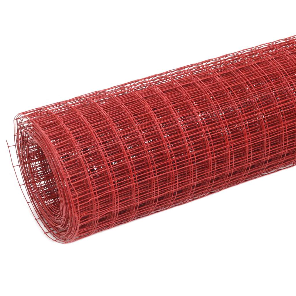 ComfortXL - Grillage Poule Acier PVC Jardin Protection Volière Maille 12mm Rouge 25x0,5m - ComfortXL Outdoor Living - Image 2