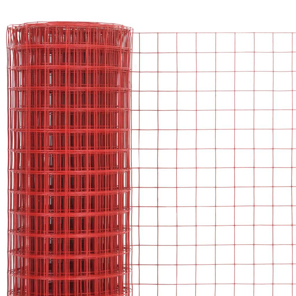 ComfortXL - Grillage Poule Acier PVC Jardin Protection Volière Maille 12mm Rouge 25x0,5m - ComfortXL Outdoor Living - Image 3