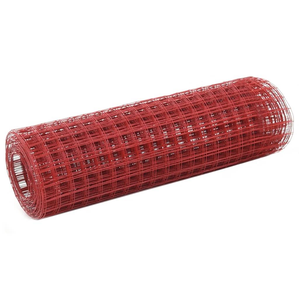 ComfortXL - Grillage Poule Acier PVC Jardin Protection Volière Maille 12mm Rouge 25x0,5m - ComfortXL Outdoor Living - Image 1