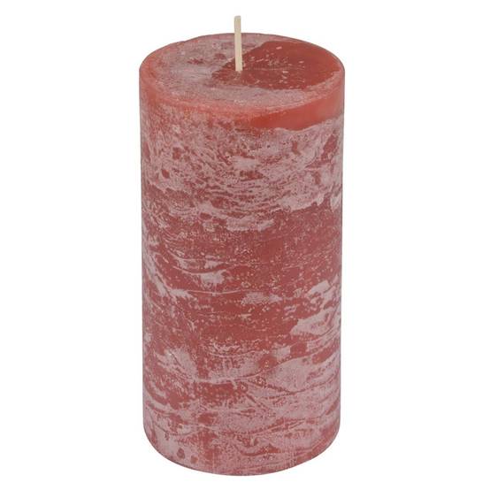 Bougie Pilier Déco "Rustique" 13cm Rose - Image 1
