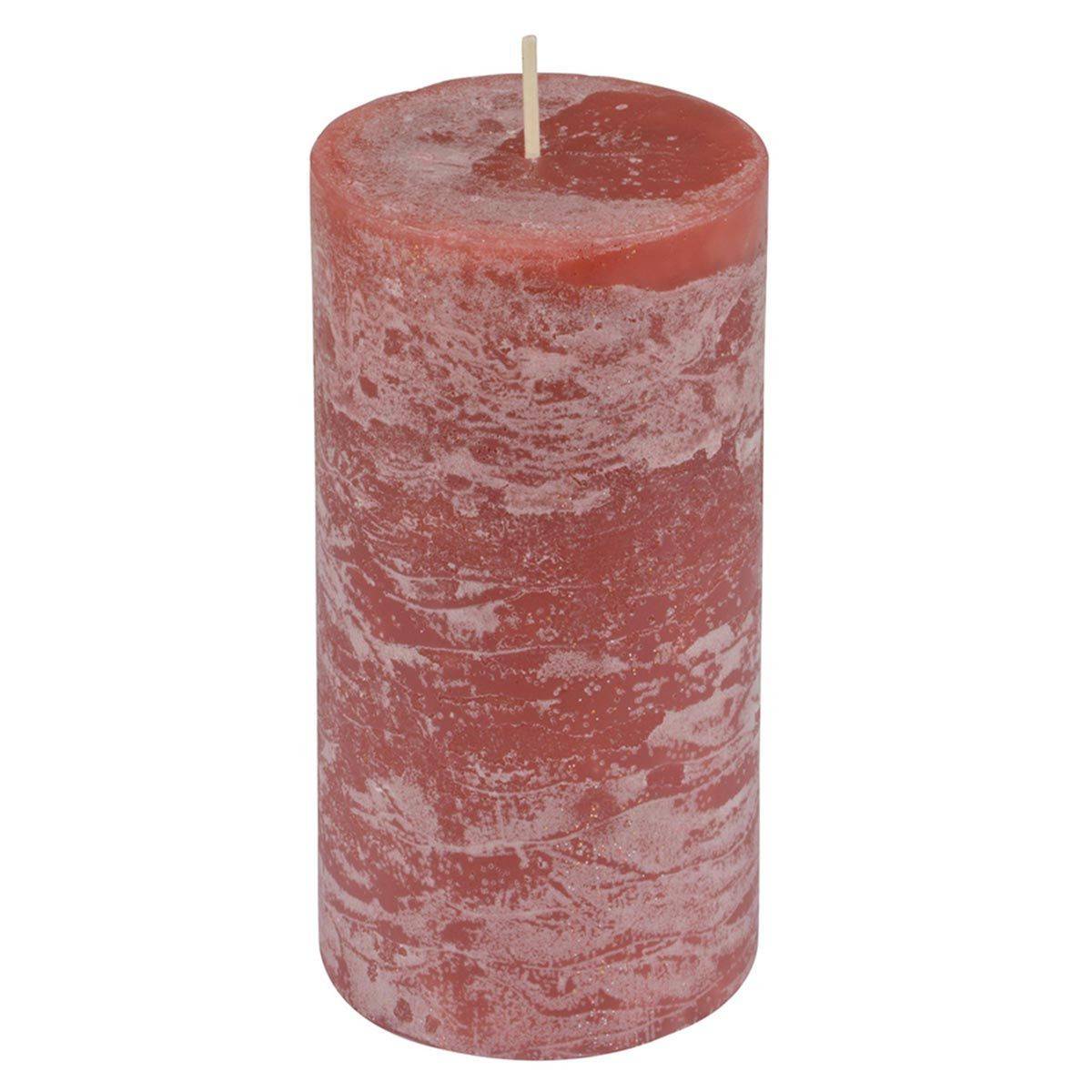 Bougie Pilier Déco "Rustique" 13cm Rose - Image 1