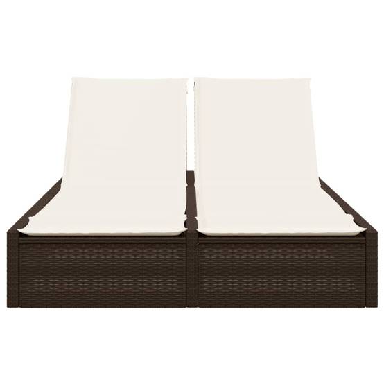 Chaise longue double avec coussins marron résine tressée 123 x 200 x 28/46/61/72 cm, Poids :27kg - PANGIVO - Image 3