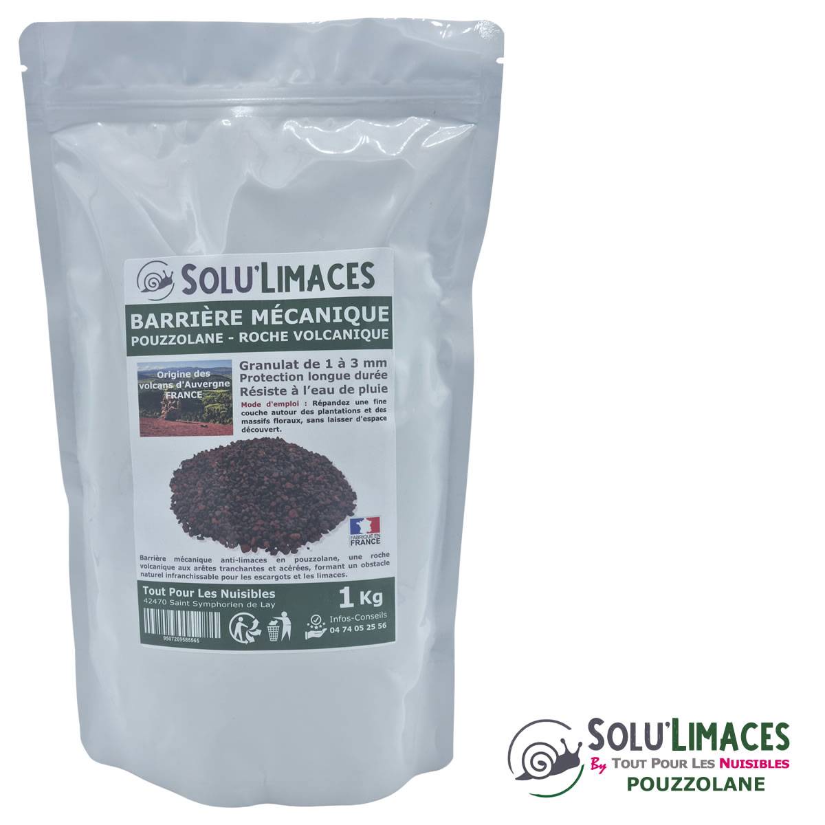 Tout pour les nuisibles - SOLU'LIMACES - POUZZOLANE 1 kg - Barrière Anti Limaces, Escargots et autres gasteropodes - Roche Volcanique 1 à 3 mm - Image 2