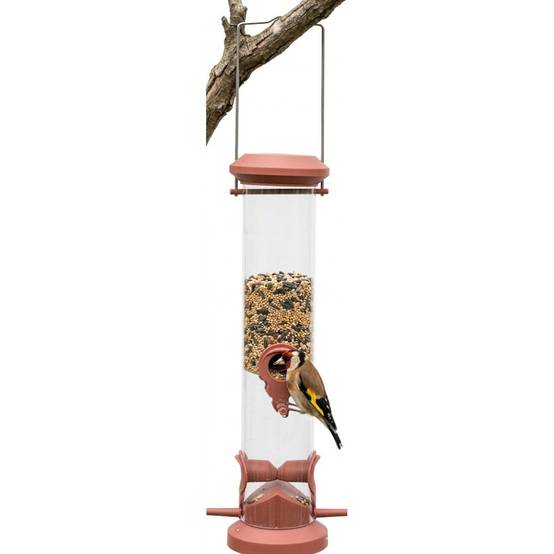 Zolux - Mangeoire silo à graines, rouge terra, hauteur 44 cm pour oiseaux - Image 1