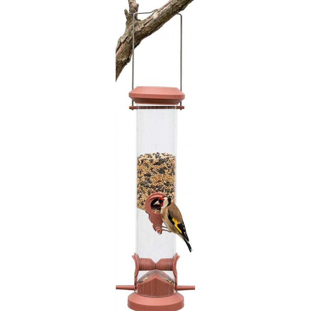 Zolux - Mangeoire silo à graines, rouge terra, hauteur 44 cm pour oiseaux