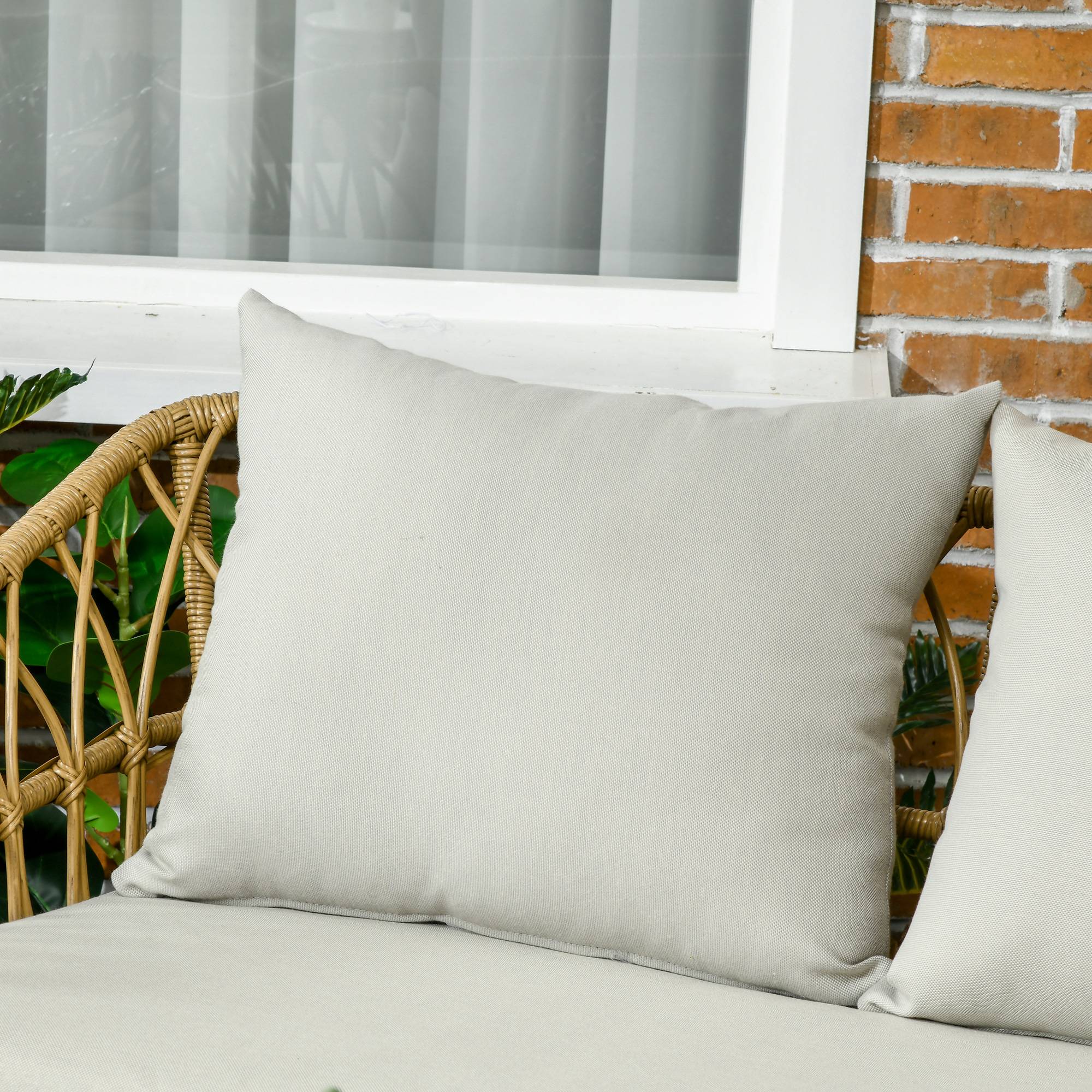 Outsunny - Salon de jardin 4 places 4 pièces 7 coussins inclus acier époxy résine tressée beige - Outsunny - Image 7