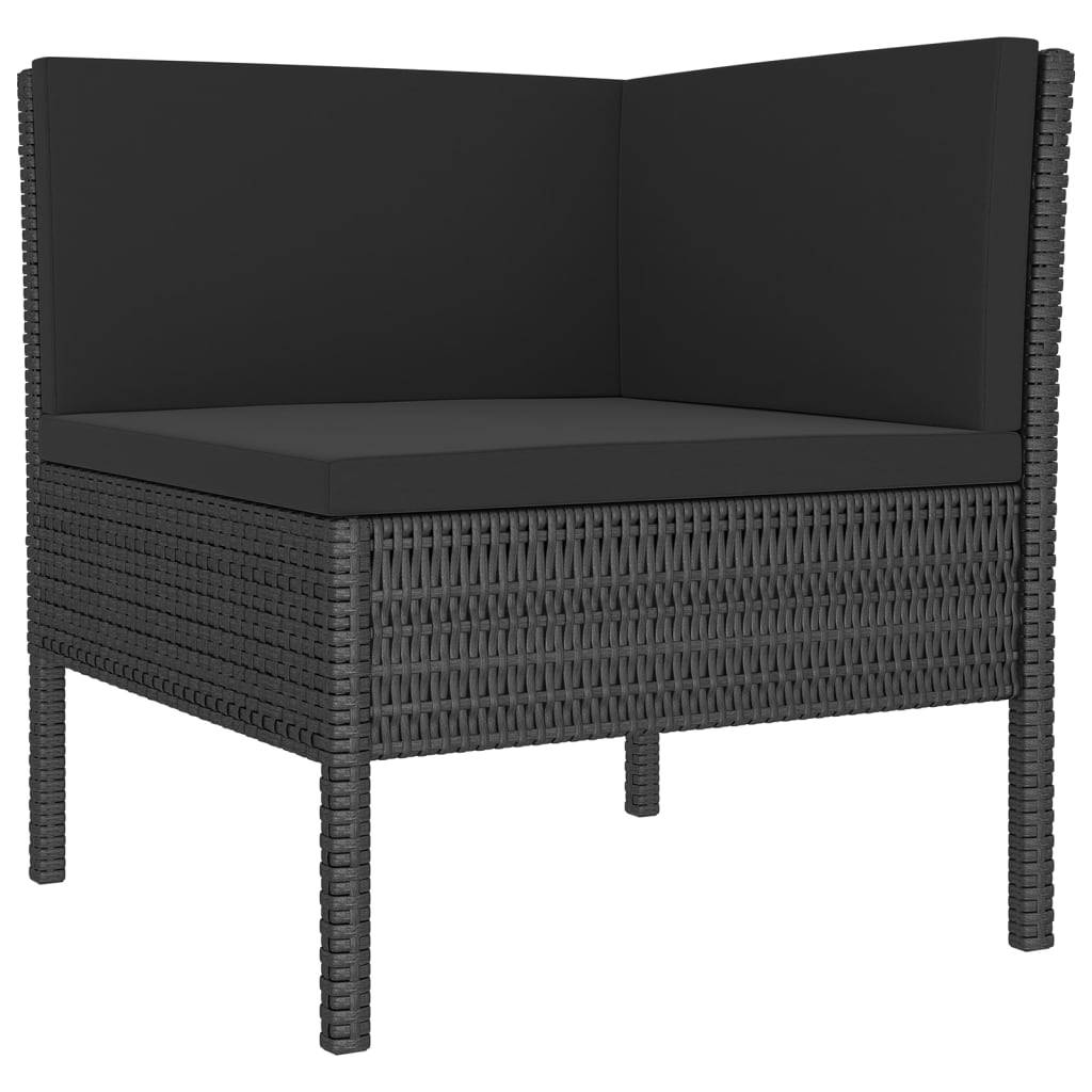 Helloshop26 - Salon de jardin meuble d'extérieur ensemble de mobilier 10 pièces avec coussins résine tressée noir - Image 4