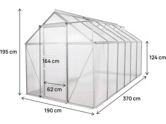 Serre Jardin Polycarbonate 370 X 190 X 195 Cm "basilic" - 7,03 M² - Gris -habitat Et Jardin - Image 4