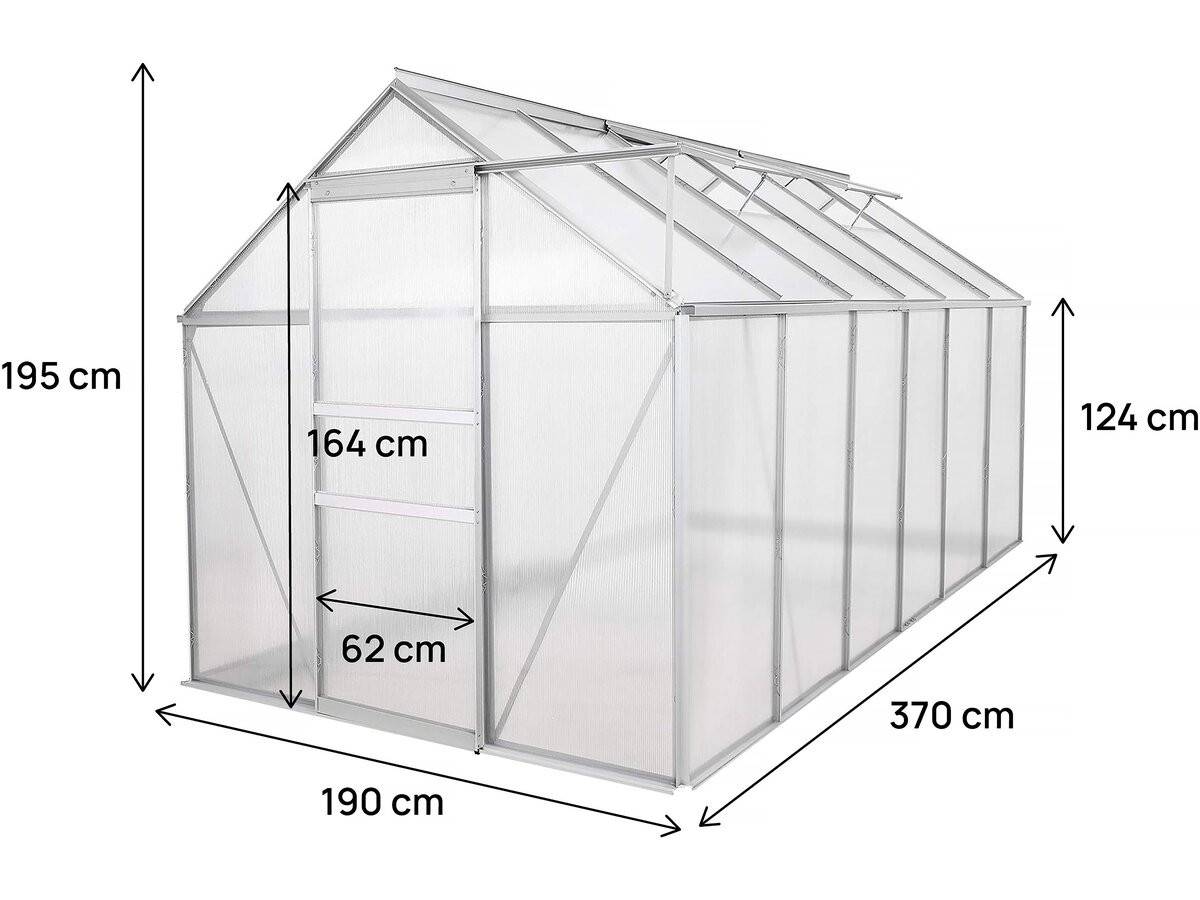 Serre Jardin Polycarbonate 370 X 190 X 195 Cm "basilic" - 7,03 M² - Gris -habitat Et Jardin - Image 4