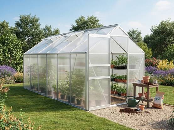 Serre Jardin Polycarbonate 370 X 190 X 195 Cm "basilic" - 7,03 M² - Gris -habitat Et Jardin - Image 2