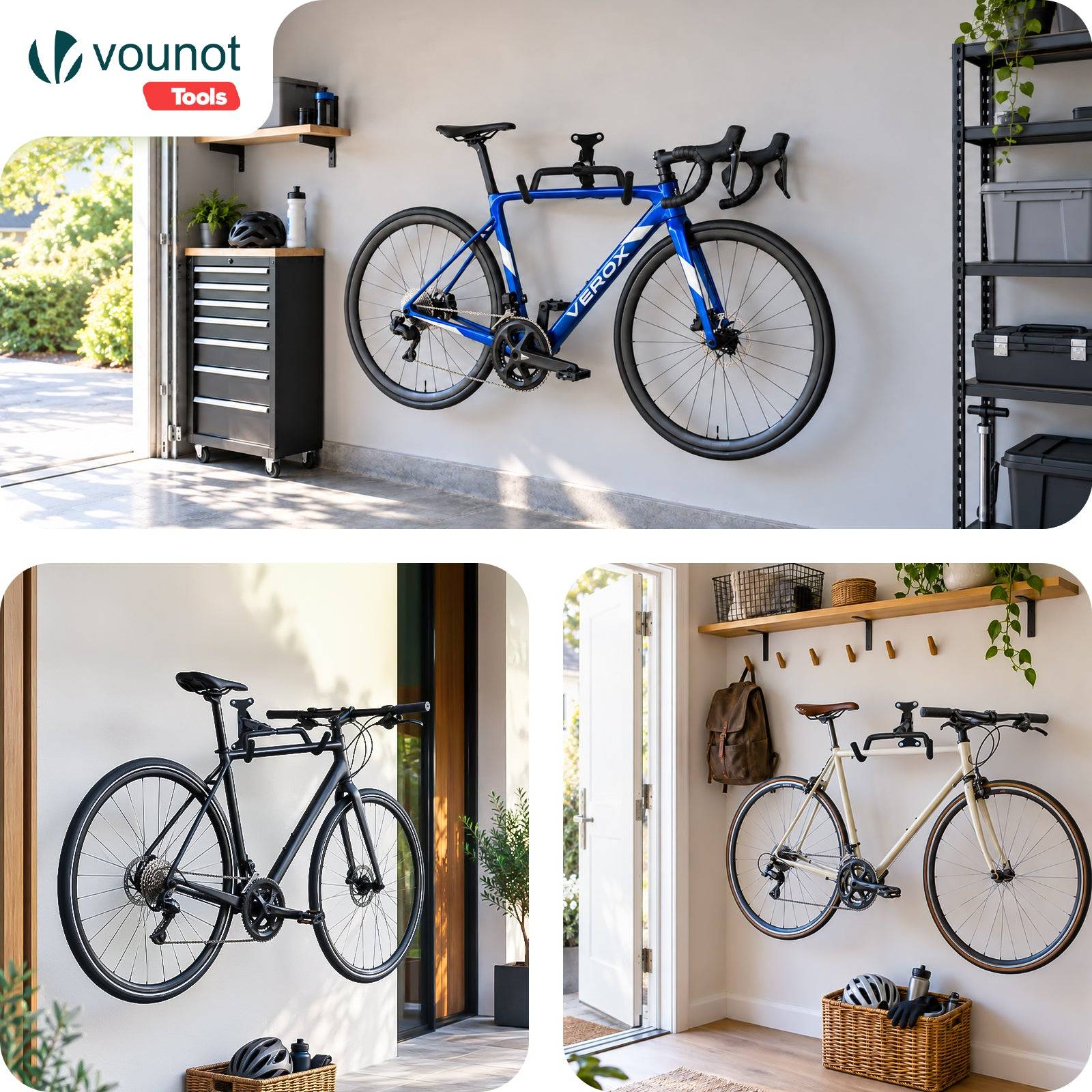 Vounot - Support mural pour vélos réglable et pliable - Métal - Charge max 30kg - Noir - VOUNOT® - Image 7