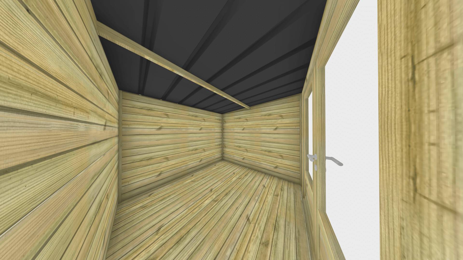 Abri Français - ABRI DE JARDIN bois Pin traité autoclave 27mm - Essentiel - 2,64x2,64m / 7m2 - Bac acier - Plancher bois - Image 5