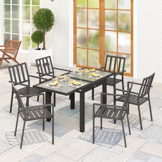 Sans Marque - Table Extensible Jardin Grande Taille 160x80x75 cm Aluminium Plateau Verre trempé transparent - Image 3