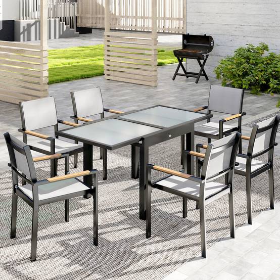 Sans Marque - Table Extensible Jardin Grande Taille 160x80x75 cm Aluminium Plateau Verre trempé transparent - Image 4