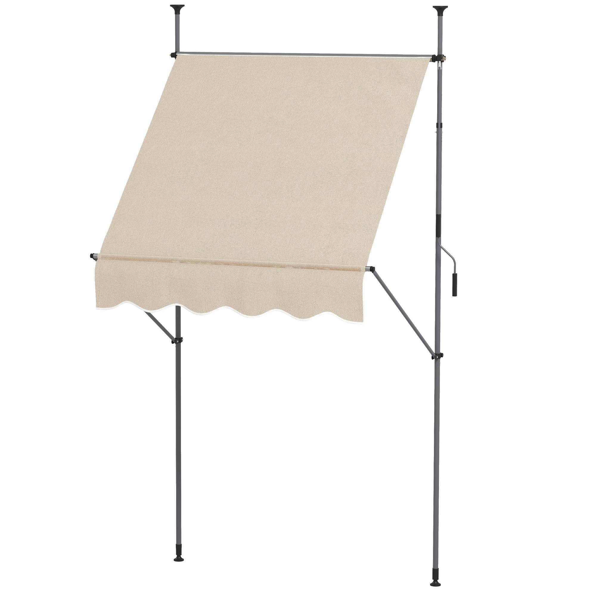 Store banne autoportant manuel rétractable 1,5L x 1,2l x 2,1-3H m inclinaison réglable métal alu polyester sable - Image 2