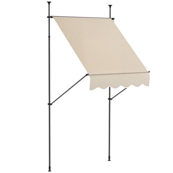 Store banne autoportant manuel rétractable 1,5L x 1,2l x 2,1-3H m inclinaison réglable métal alu polyester sable - Image 1