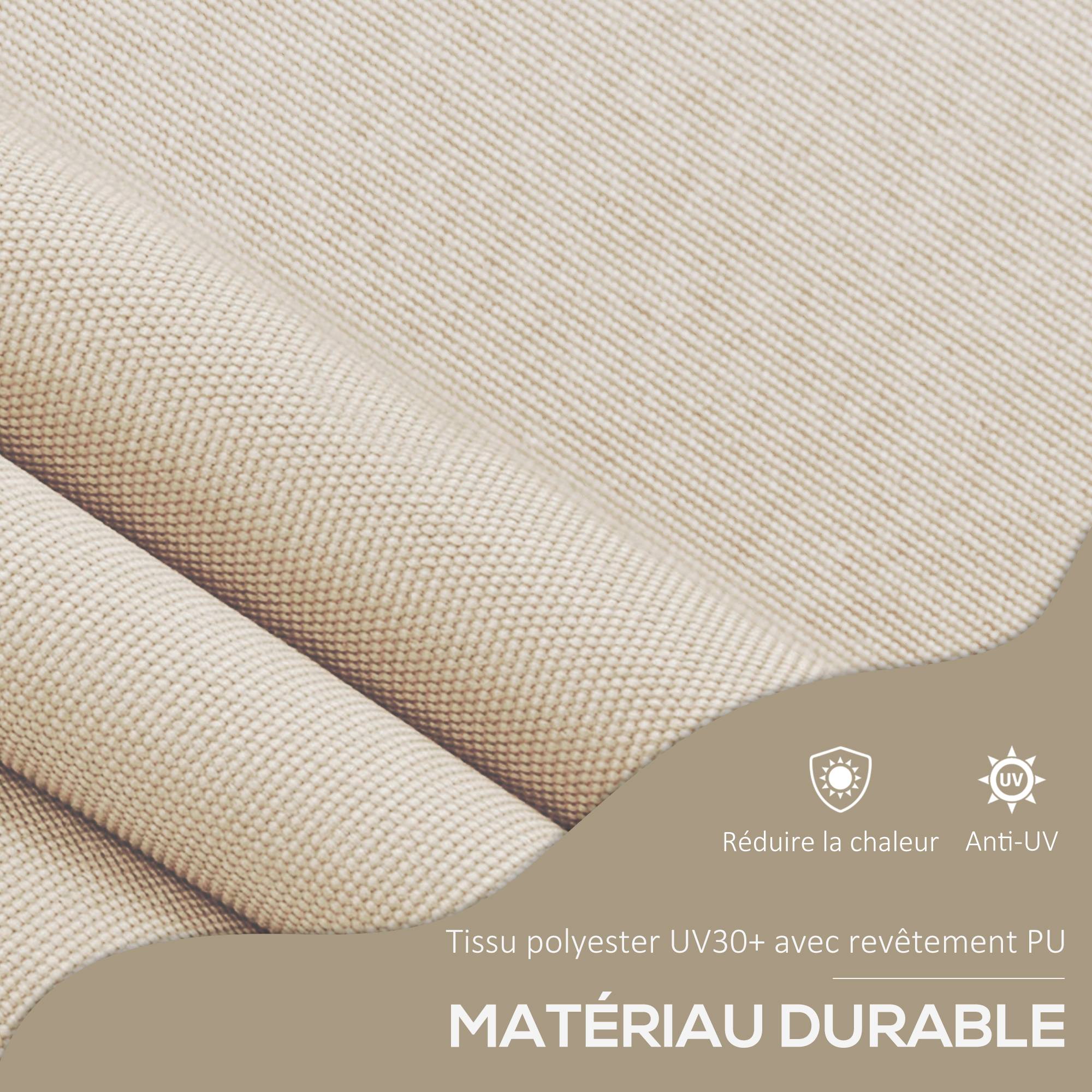 Store banne autoportant manuel rétractable 1,5L x 1,2l x 2,1-3H m inclinaison réglable métal alu polyester sable - Image 8