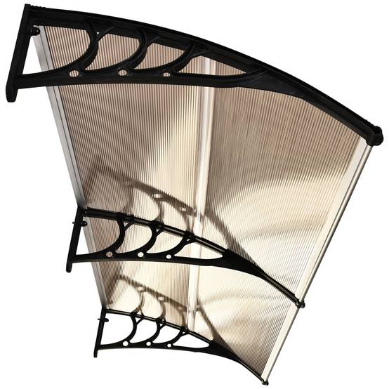 Auvent de porte polycarbonate aluminium pour protection pluie UV 195x75cm marron - ComfortXL Outdoor Living - Image 10