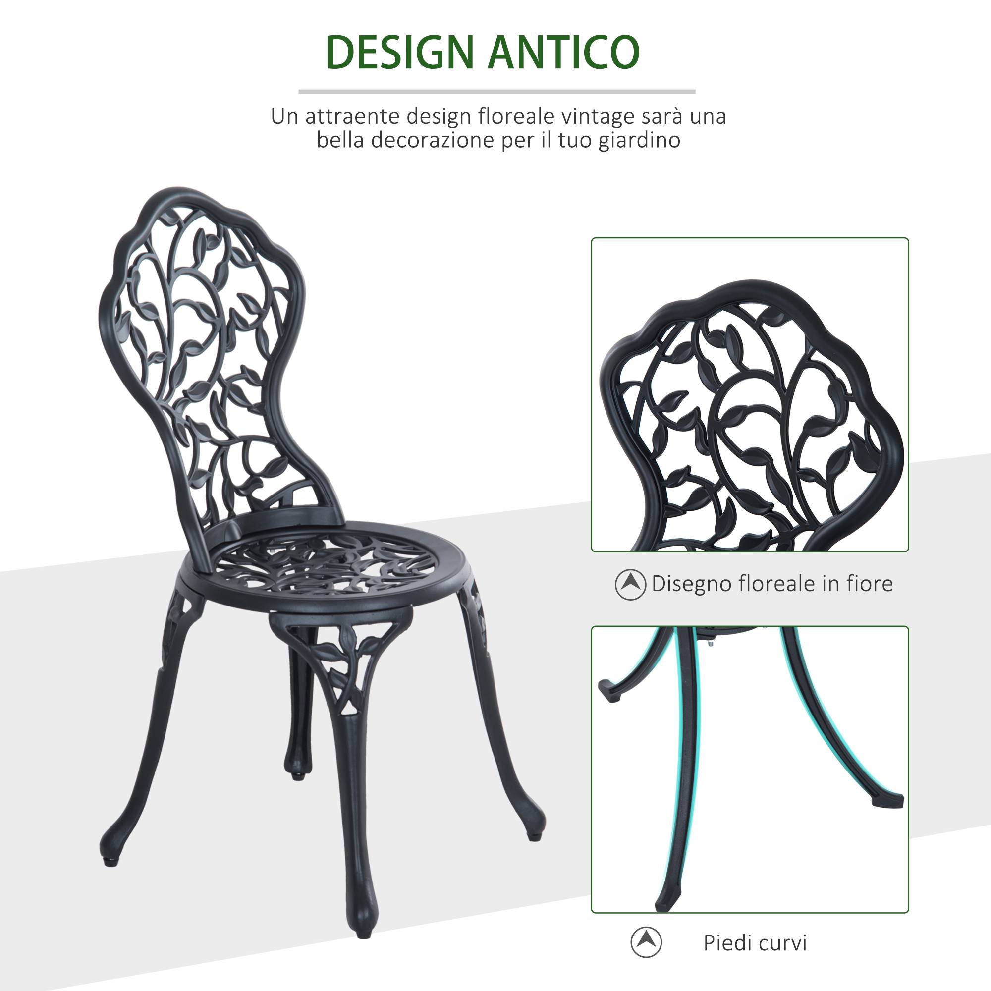 Ensemble jardin 3 pcs, 2 chaises extérieur et table ronde aluminium, noir - Image 6