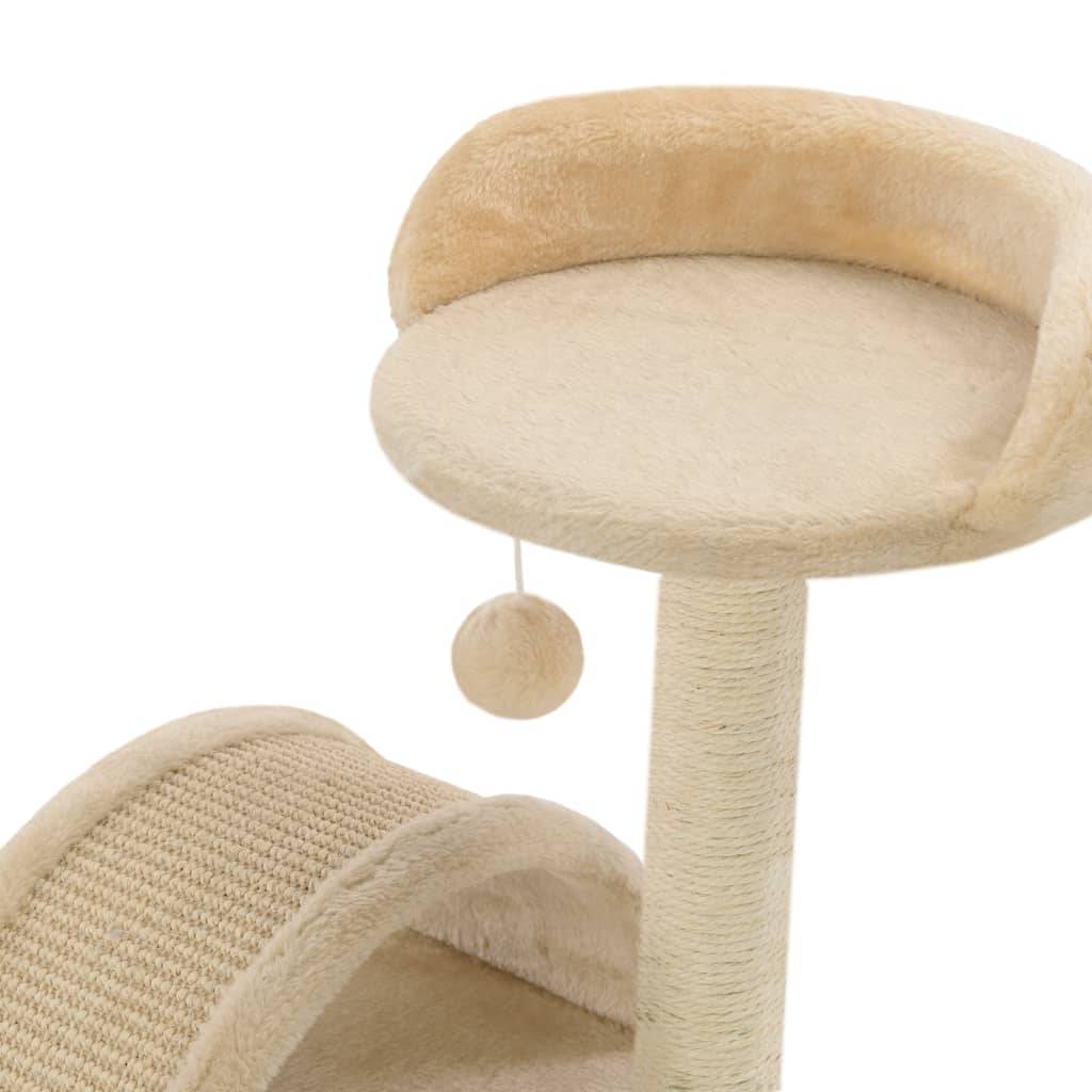 Arbre à chat sisal et peluche beige et marron 30 x 30 x 40 cm, Poids:2.05kg - PANGIVO - Image 5