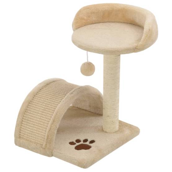 Arbre à chat sisal et peluche beige et marron 30 x 30 x 40 cm, Poids:2.05kg - PANGIVO - Image 2