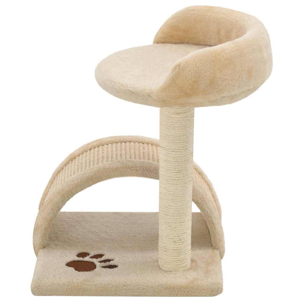 Arbre à chat sisal et peluche beige et marron 30 x 30 x 40 cm, Poids:2.05kg - PANGIVO - Image 3