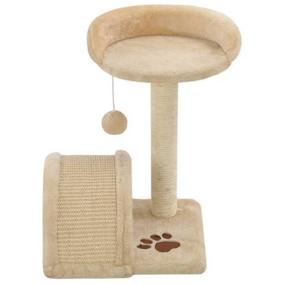Arbre à chat sisal et peluche beige et marron 30 x 30 x 40 cm, Poids:2.05kg - PANGIVO - Image 4
