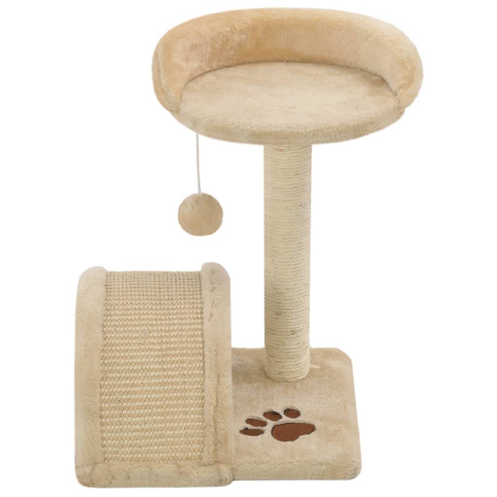 Arbre à chat sisal et peluche beige et marron 30 x 30 x 40 cm, Poids:2.05kg - PANGIVO - Image 4