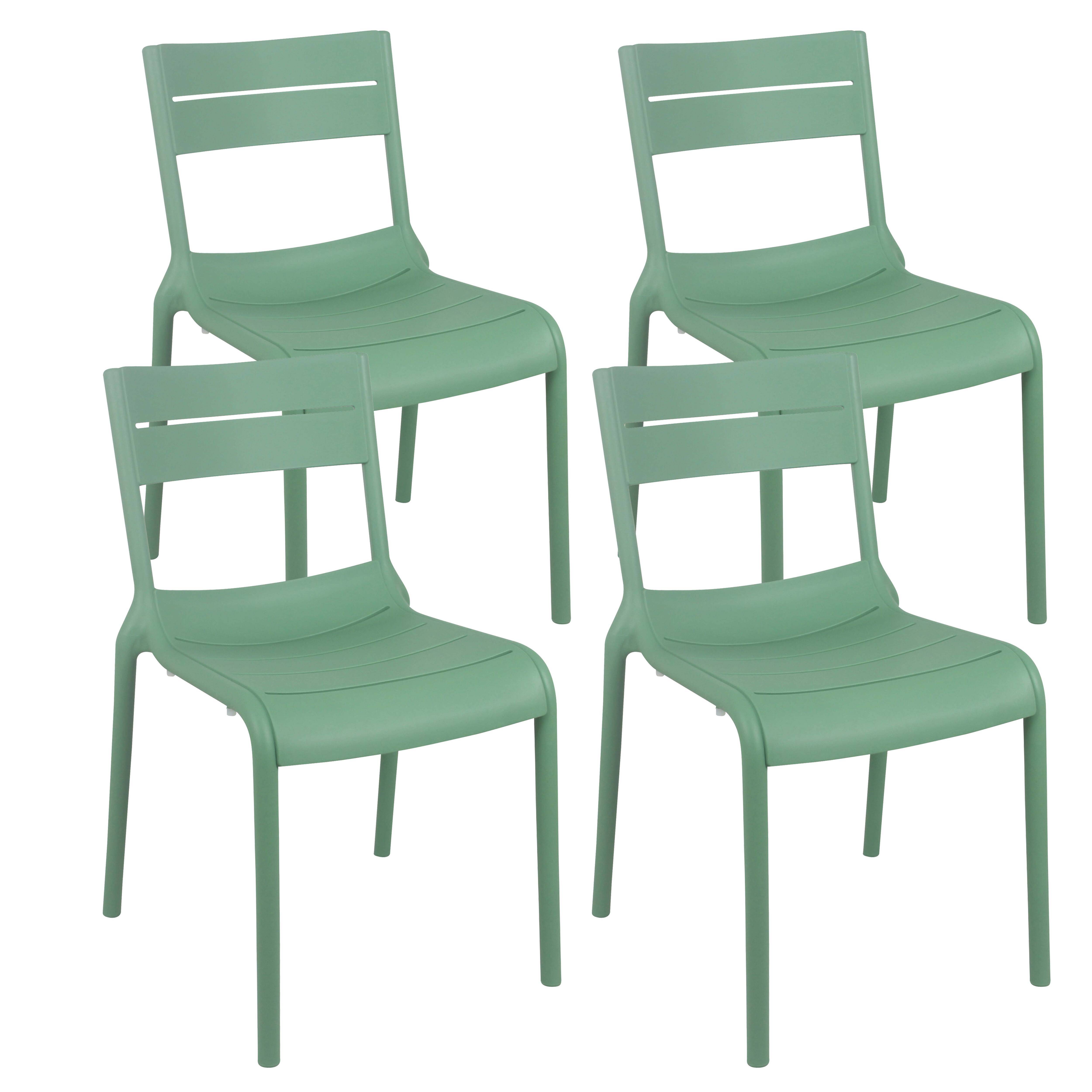 Oviala - Lot de 4 chaises de terrasse en plastique vert sauge Paname - Oviala - Image 1