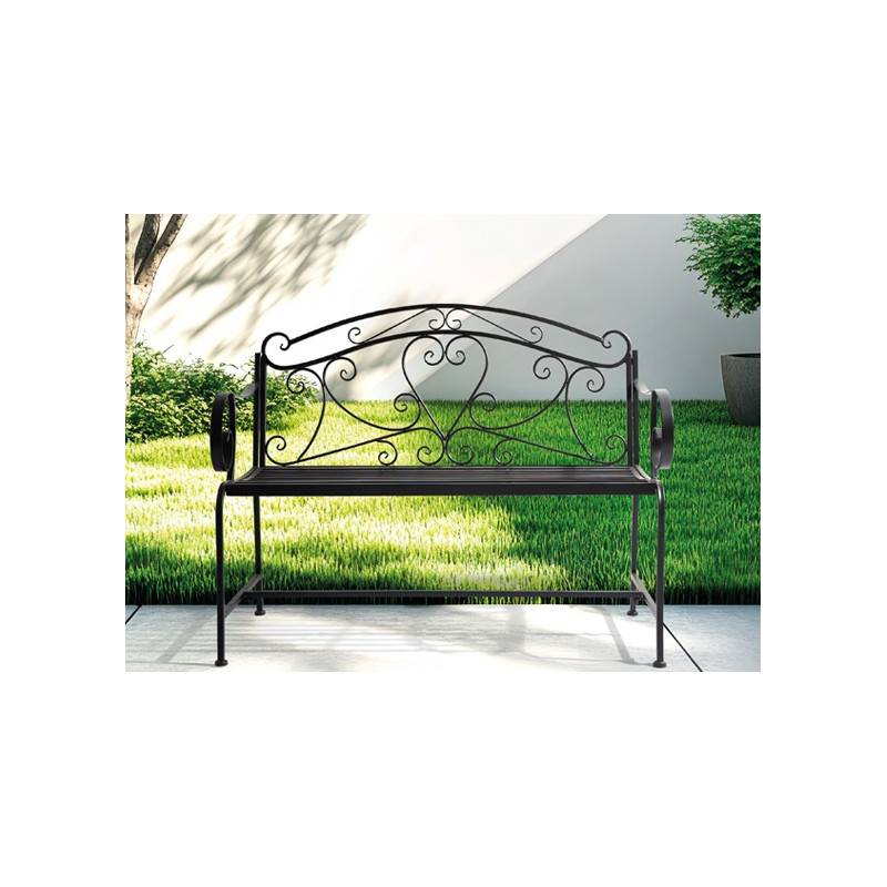 Banc de Jardin en Métal Pliable Noir 2 Places 110 x 56 x 91 cm Style Fer Forgé - Image 2