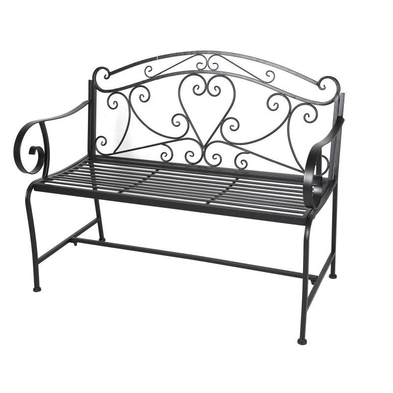 Banc de Jardin en Métal Pliable Noir 2 Places 110 x 56 x 91 cm Style Fer Forgé - Image 1