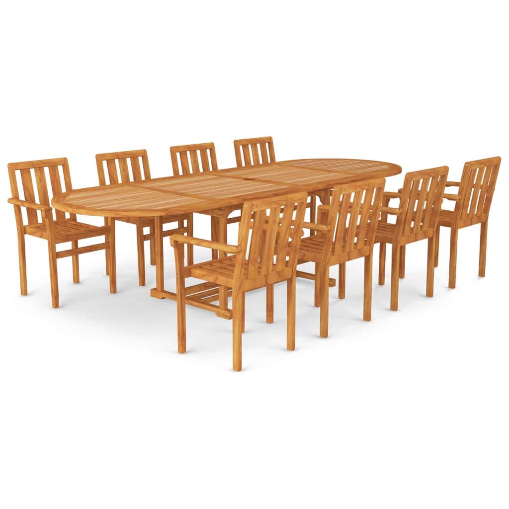 Helloshop26 - Salon de jardin meuble d'extérieur ensemble de mobilier 9 pièces bois de teck massif - Image 1
