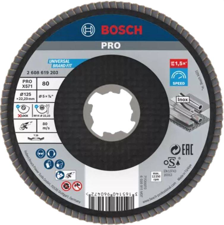 Bosch - Plateau à lamelles X571 X-Lock bombé fibre diamètre 125mm G80 - BOSCH - 2608619203 - Image 1