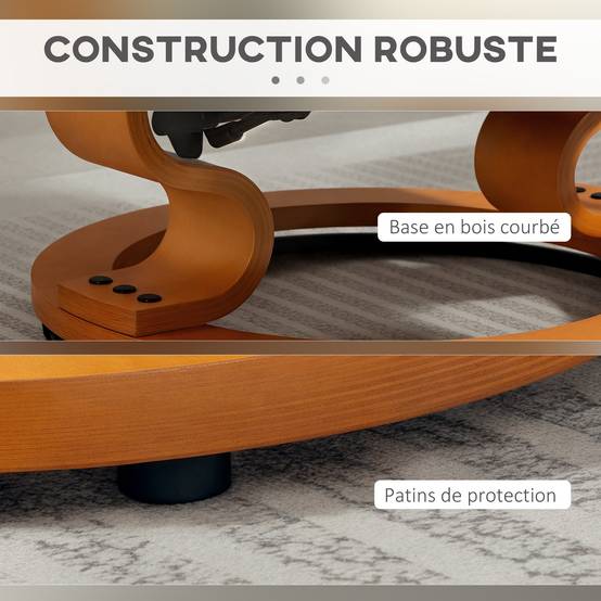 Sans Marque - Fauteuil de relaxation inclinable avec repose-pied, pivotant, cadre en bois , revêtement synthétique crème - Image 9