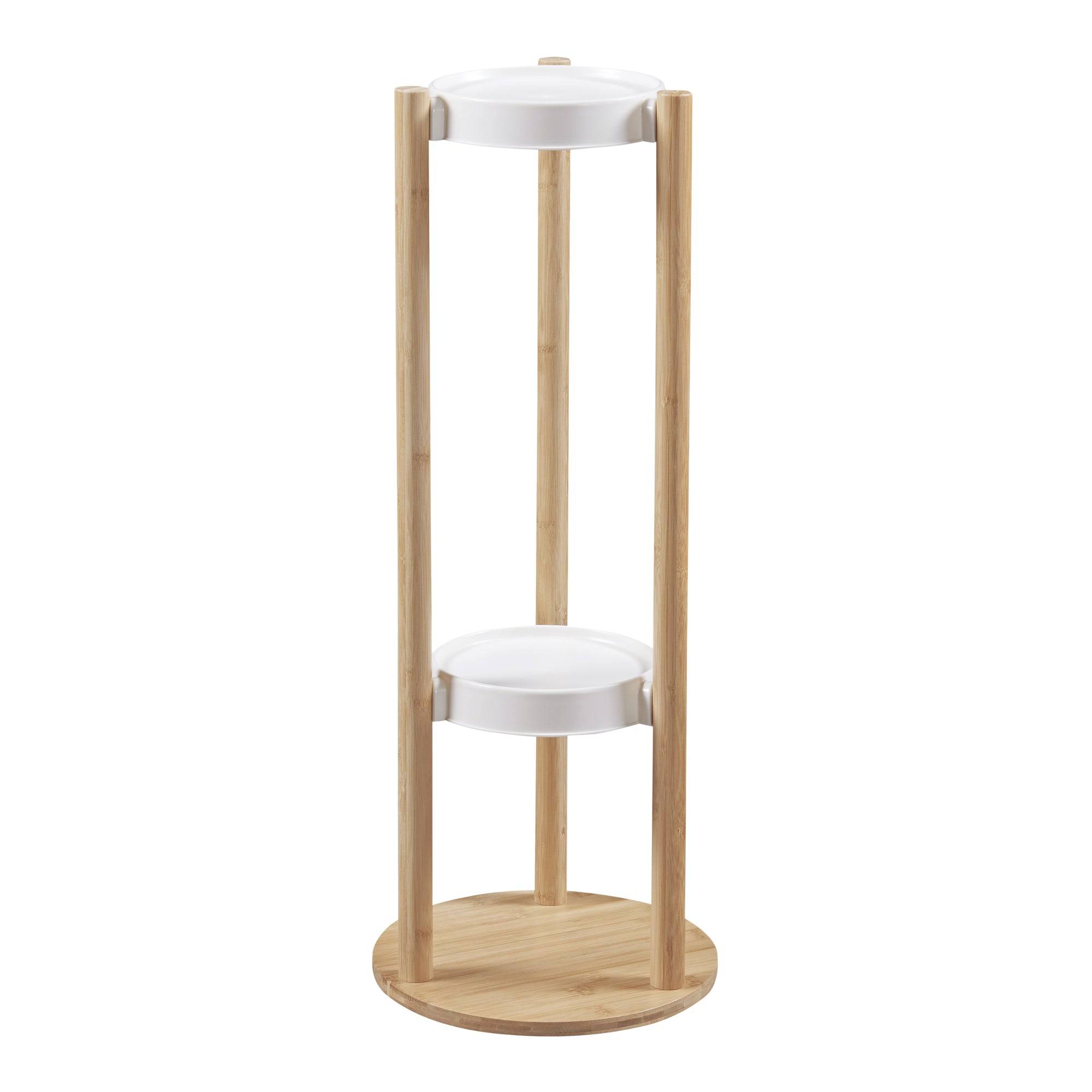 Étagère à plantes sastamala à 3 niveaux bambou 80 x 31 x 31 cm naturel blanc - Image 1