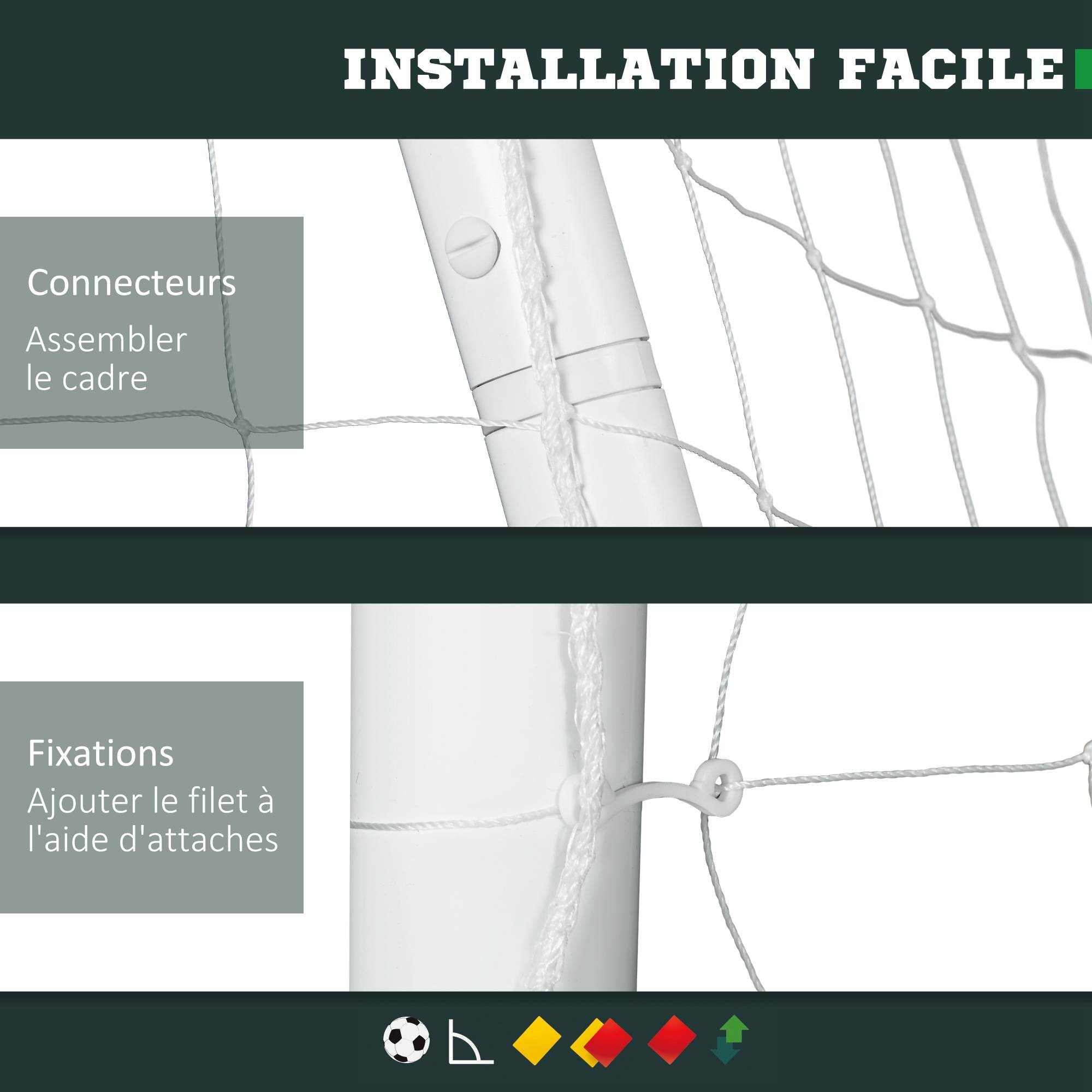 Sportnow - But de football cage de foot - dim. 180L x 92l x 124H cm - PVC blanc - SPORTNOW - Image 4