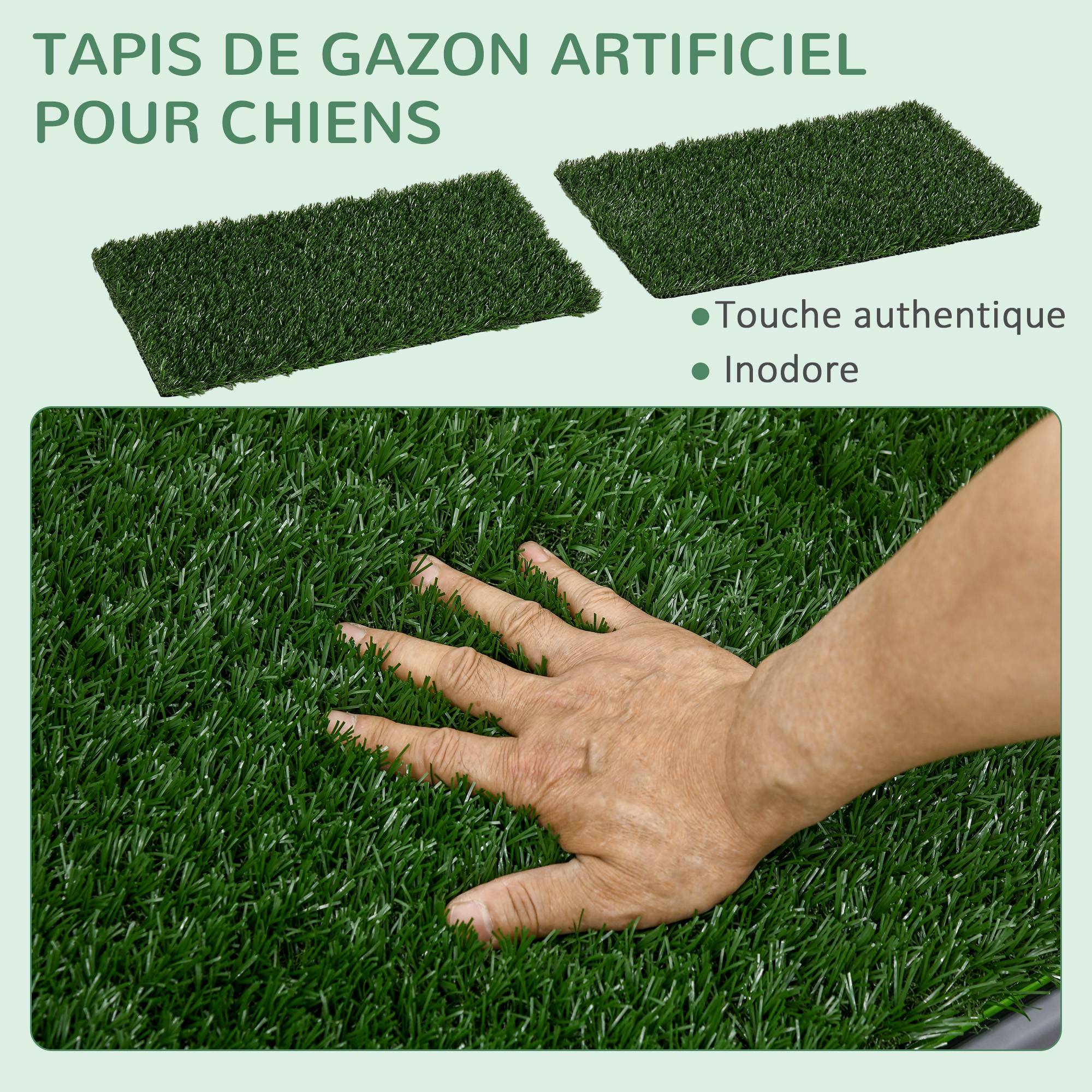 Sans Marque - Toilette pour chien litière avec tapis en gazon artificiel bac pour l'apprentissage de la propreté, 67 x 41 cm - Image 6