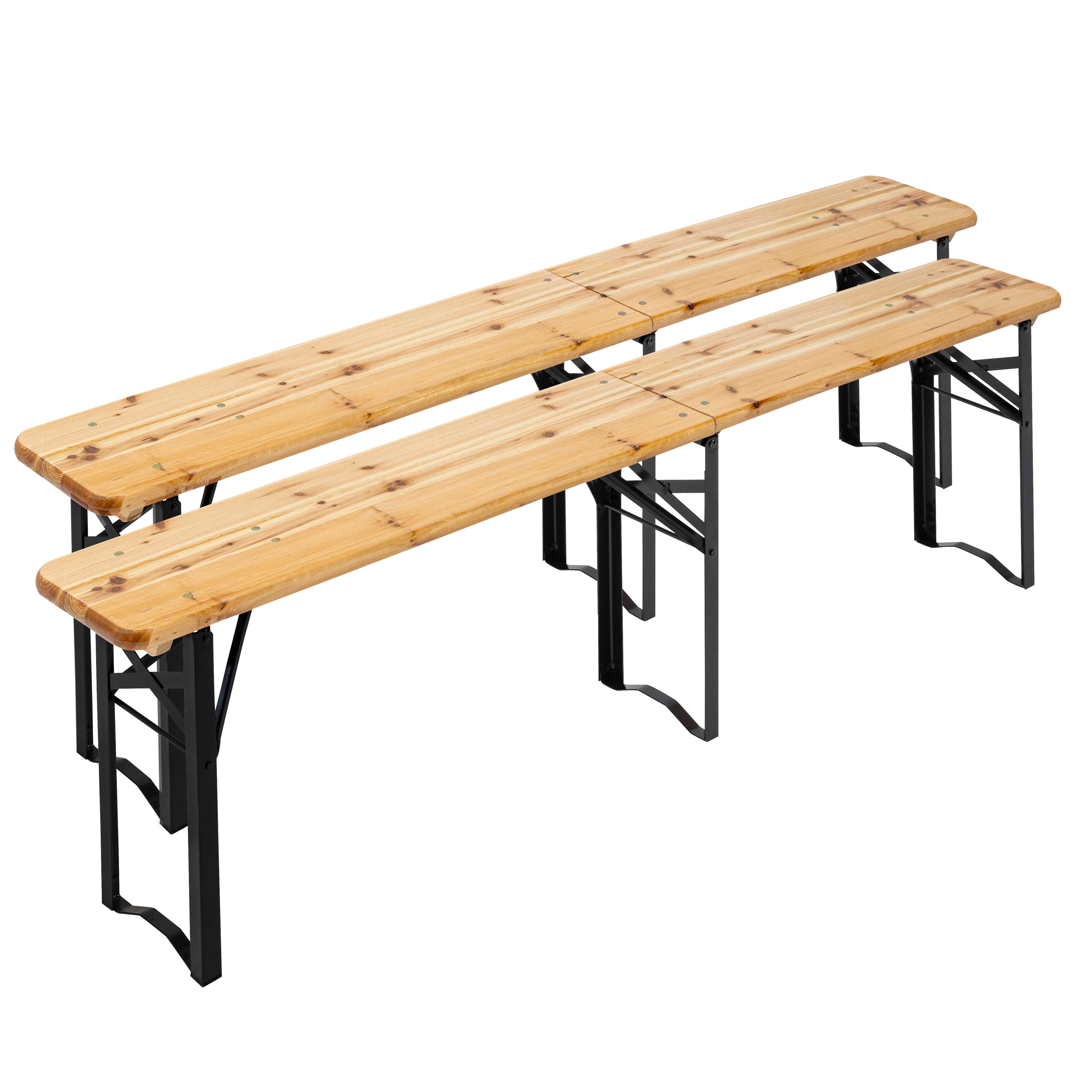 Oviala - Lot de 2 bancs brasserie en bois pliants 218 cm Munich - Oviala - Image 1