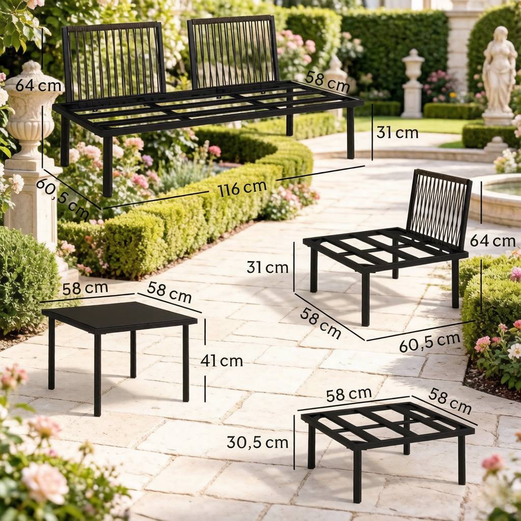 Canapé modulable 6 pièces – personnalisable, imperméable, résiste au soleil - Image 2