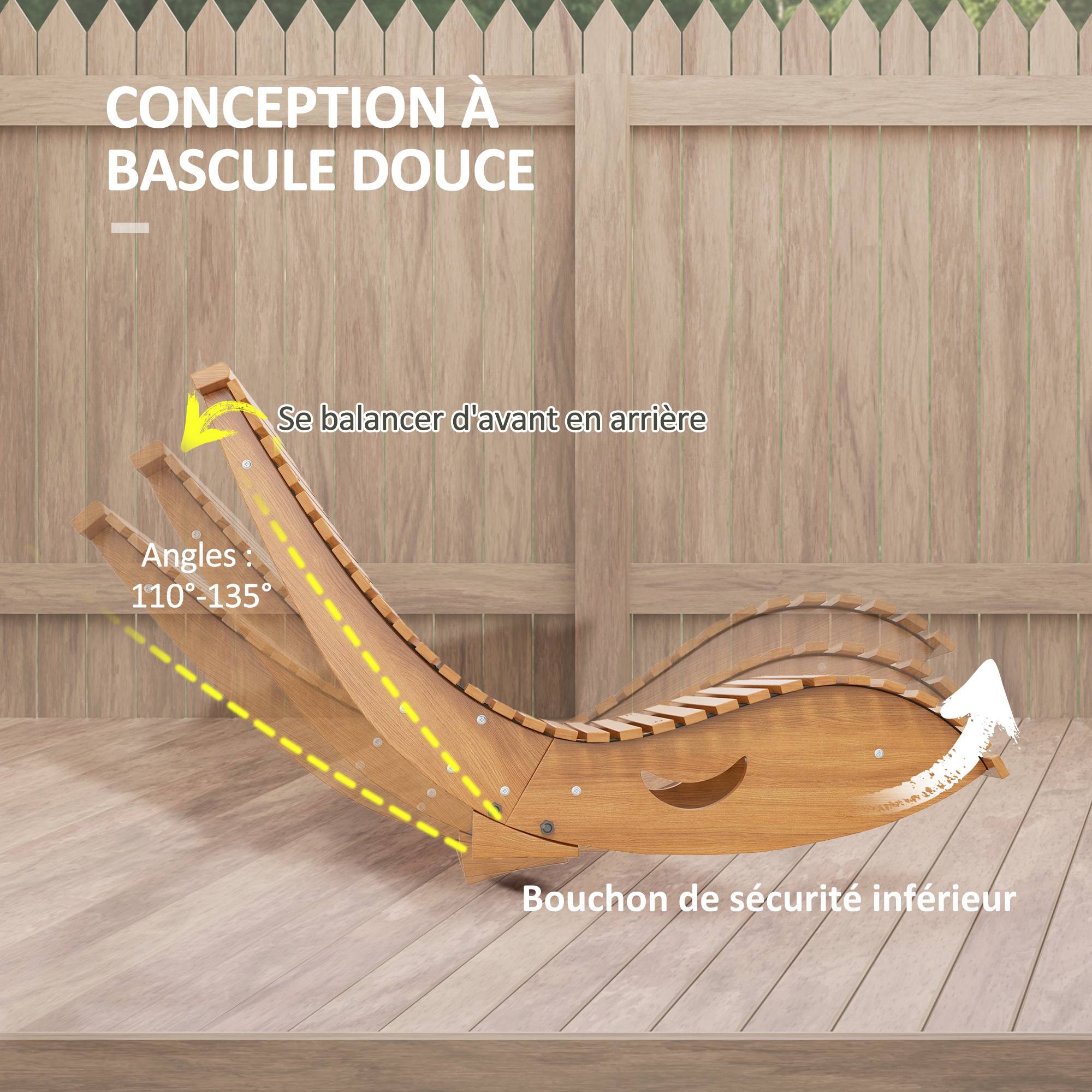 Chaise à bascule bois massif jardin extérieur dossier ergonomique 130cm bois - ComfortXL Outdoor Living - Image 6