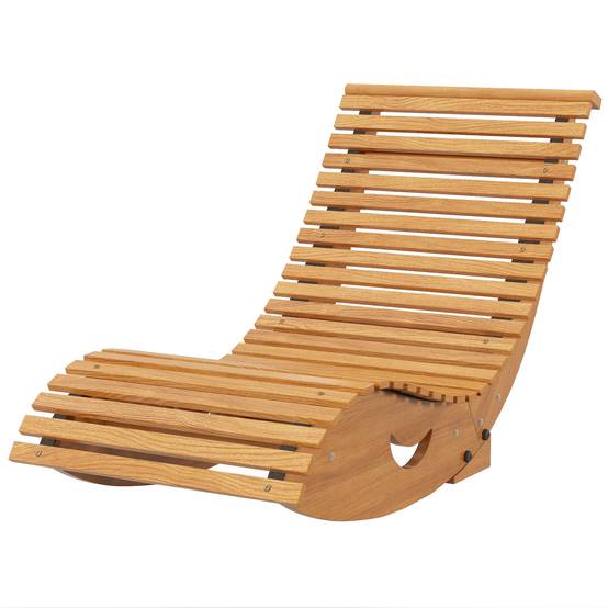 Chaise à bascule bois massif jardin extérieur dossier ergonomique 130cm bois - ComfortXL Outdoor Living - Image 2