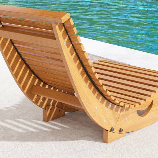 Chaise à bascule bois massif jardin extérieur dossier ergonomique 130cm bois - ComfortXL Outdoor Living - Image 9