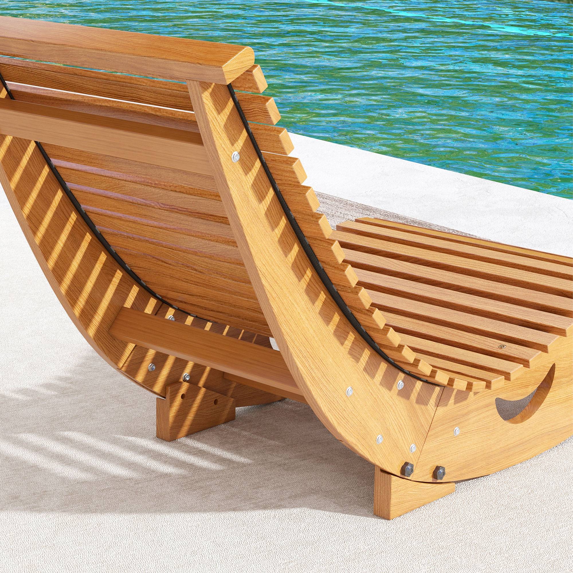 Chaise à bascule bois massif jardin extérieur dossier ergonomique 130cm bois - ComfortXL Outdoor Living - Image 9