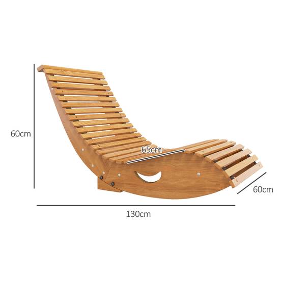 Chaise à bascule bois massif jardin extérieur dossier ergonomique 130cm bois - ComfortXL Outdoor Living - Image 5