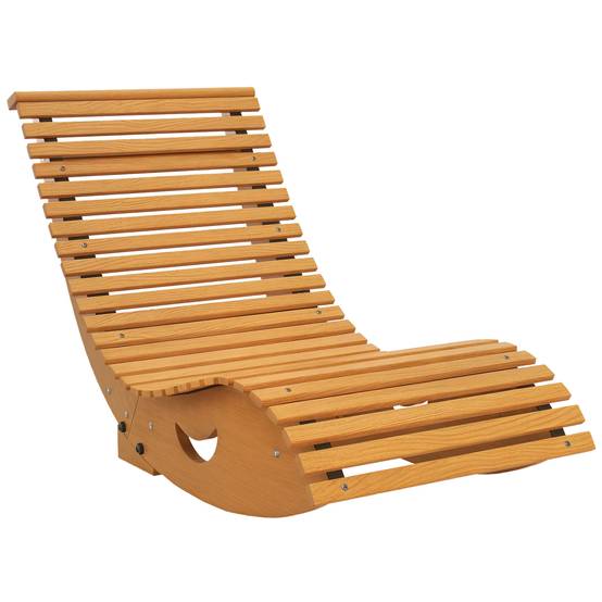Chaise à bascule bois massif jardin extérieur dossier ergonomique 130cm bois - ComfortXL Outdoor Living - Image 1