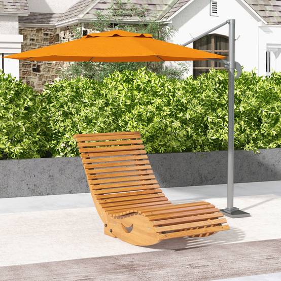 Chaise à bascule bois massif jardin extérieur dossier ergonomique 130cm bois - ComfortXL Outdoor Living - Image 3